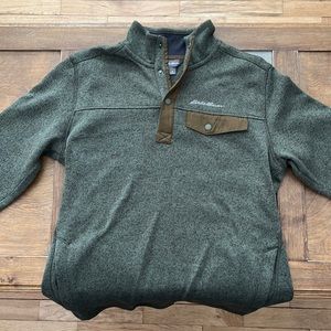 Green Eddie Bauer crew neck sweater.